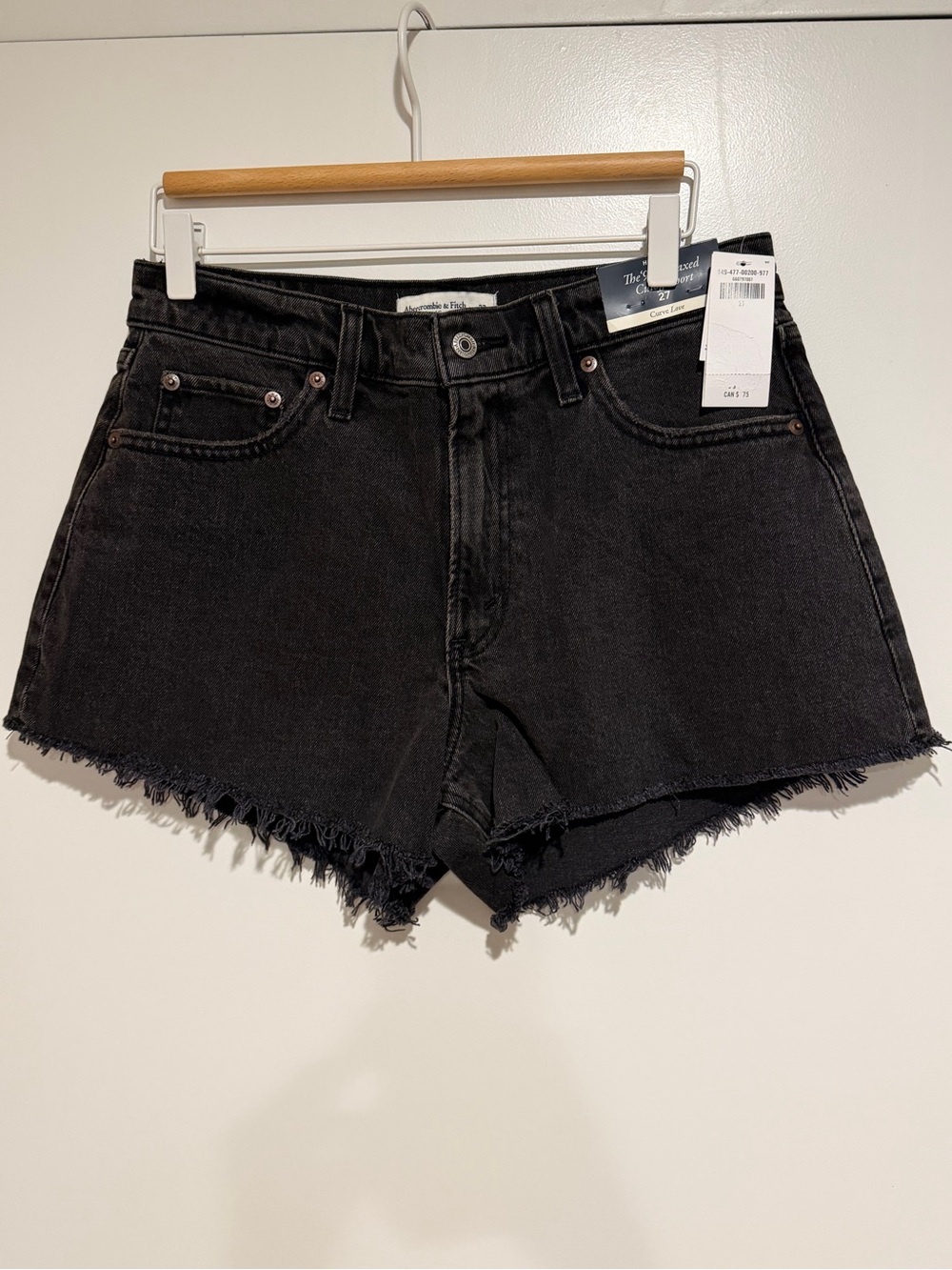 Black High-Rise Frayed Hem Jean Shorts